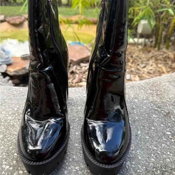 Black Patent Leather Platform Boots - Picture 3 of 5